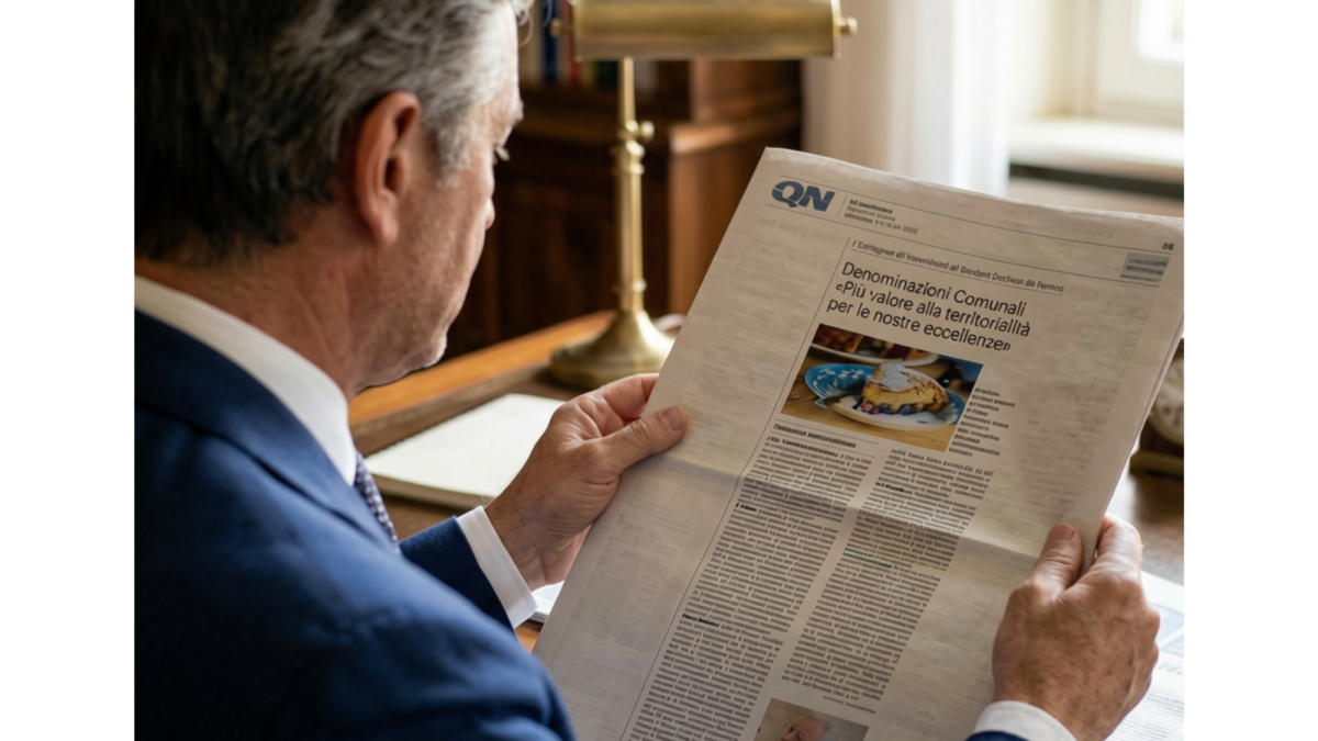 Immagine di uomo che legge l'articolo di giornale.