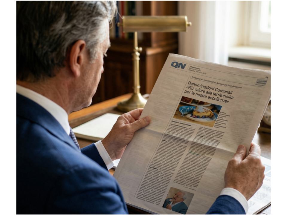 Immagine di uomo che legge l'articolo di giornale.